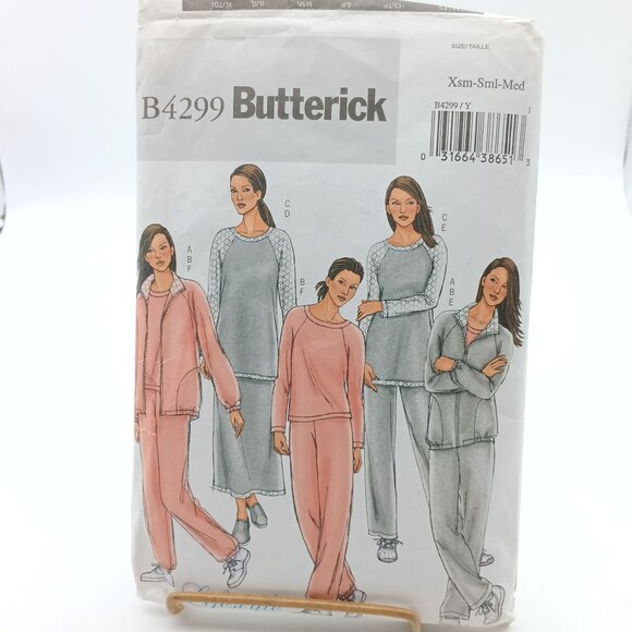Butterick B4299 Womens Sewing Pattern Xsm-Sml-Med Lounge Set Jacket Skirt Pants - Picture 1 of 2